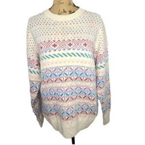 Vintage 80s Northern Isles Pastel Fair Isle Crewneck Sweater